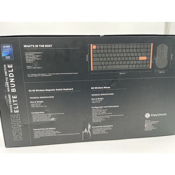 Keychron K2 HE Keyboard and M3 Lite Mouse Wood Frame Wireless Elite Bundle - Picture 8 of 8